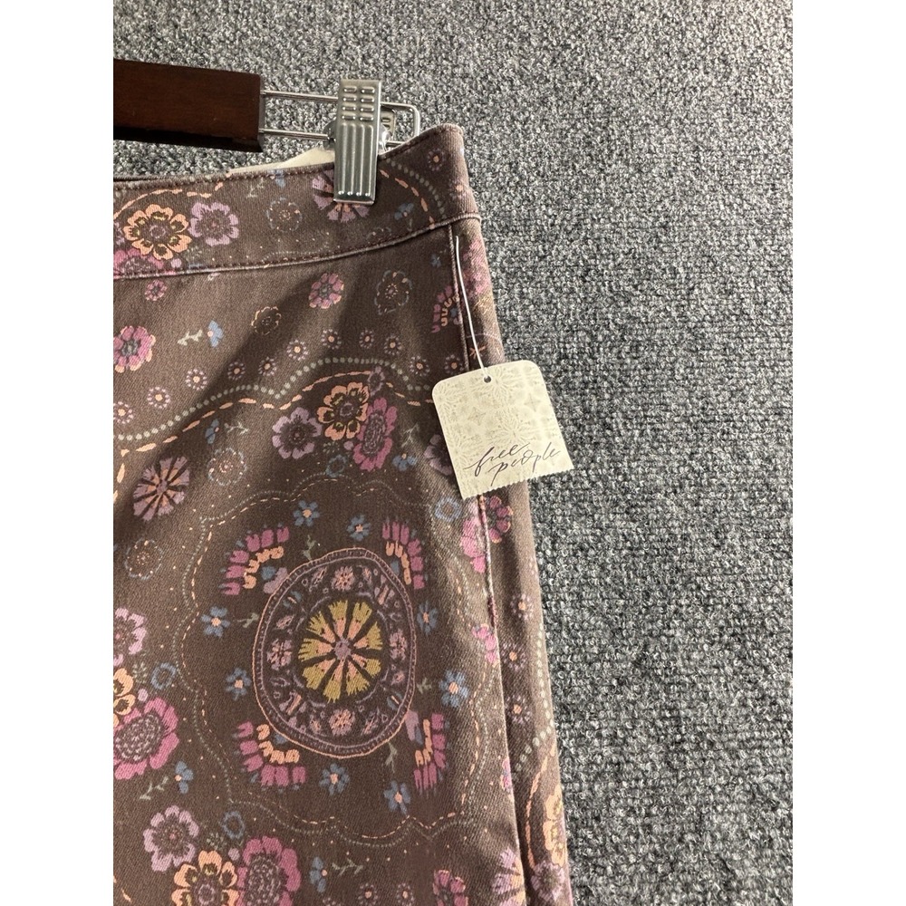 NWT Free People Just Float On Super Flare Stretch Pink Paisley Jeans Bell Bottom - Picture 2 of 10